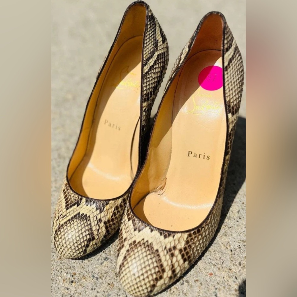 Christian Louboutin Python Wedge Pumps - Size 37 - image 2